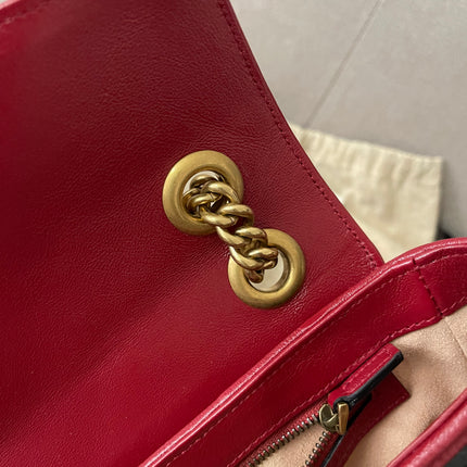 PRELOVED AUTHENTIC GUCCI GG Mini Marmont Matelassé Bag in BLK/RED