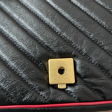 PRELOVED AUTHENTIC GUCCI GG Mini Marmont Matelassé Bag in BLK/RED
