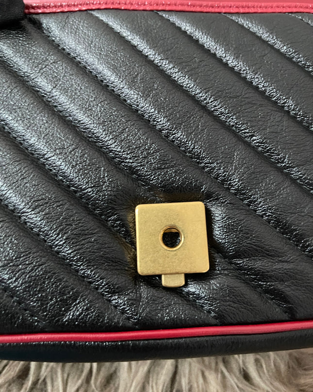 PRELOVED AUTHENTIC GUCCI GG Mini Marmont Matelassé Bag in BLK/RED