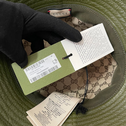 Preloved Authentic Gucci Leather Double G Bucket Hat Dark Green Sz M