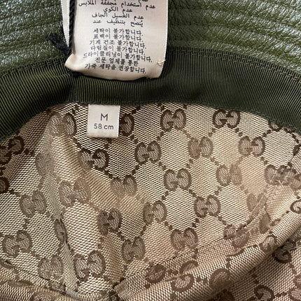 Preloved Authentic Gucci Leather Double G Bucket Hat Dark Green Sz M