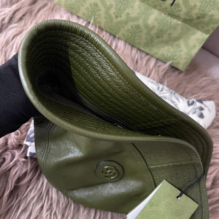 Preloved Authentic Gucci Leather Double G Bucket Hat Dark Green Sz M