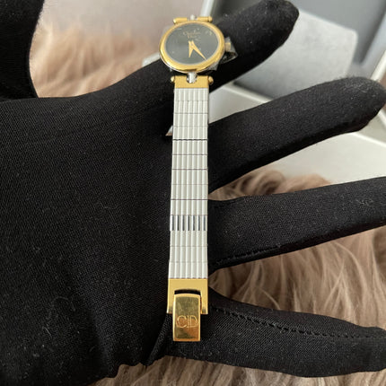 Preloved Authentic Christian Dior Two-Tone Black Dial Vintage Watch