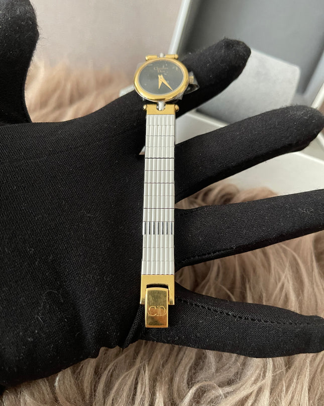 Preloved Authentic Christian Dior Two-Tone Black Dial Vintage Watch