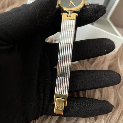 Preloved Authentic Christian Dior Two-Tone Black Dial Vintage Watch