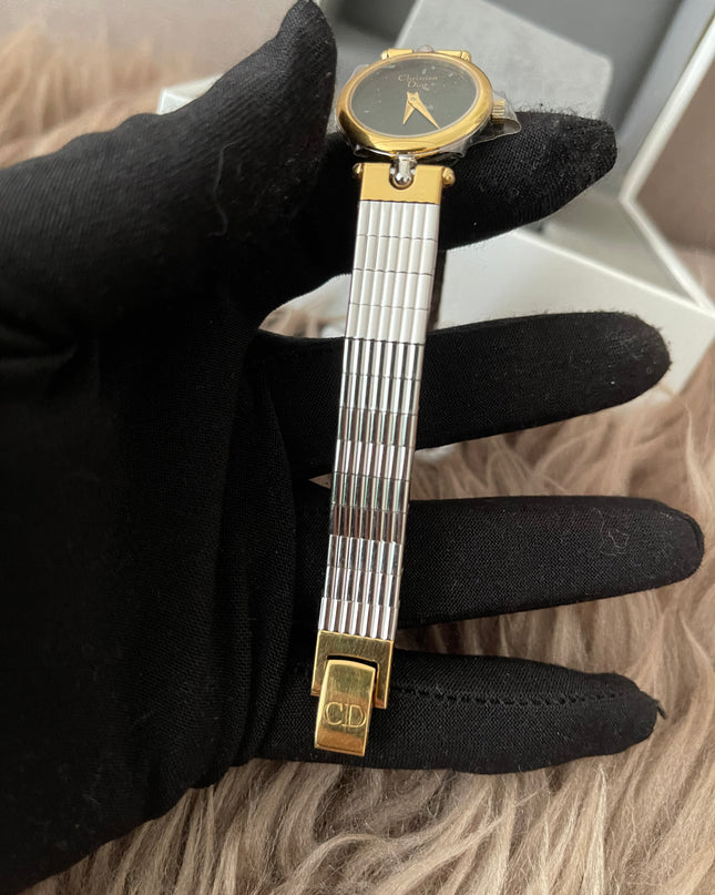 Preloved Authentic Christian Dior Two-Tone Black Dial Vintage Watch