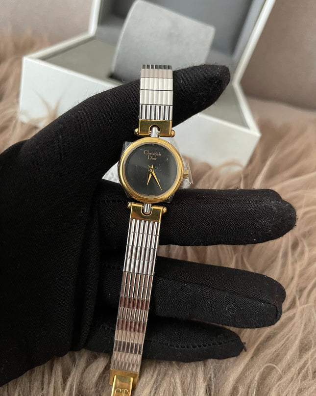 Preloved Authentic Christian Dior Two-Tone Black Dial Vintage Watch