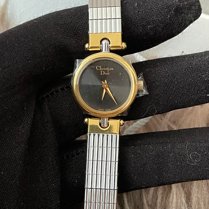 Preloved Authentic Christian Dior Two-Tone Black Dial Vintage Watch