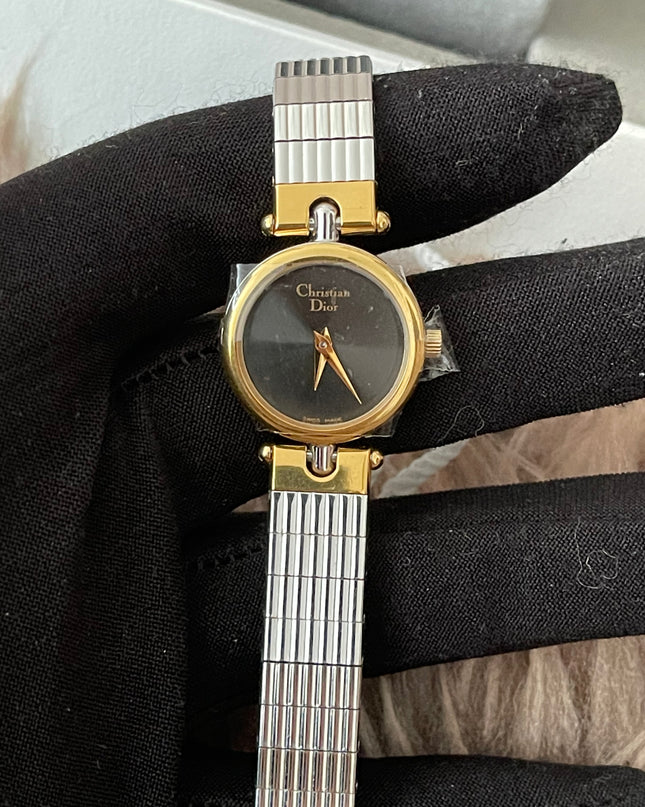 Preloved Authentic Christian Dior Two-Tone Black Dial Vintage Watch