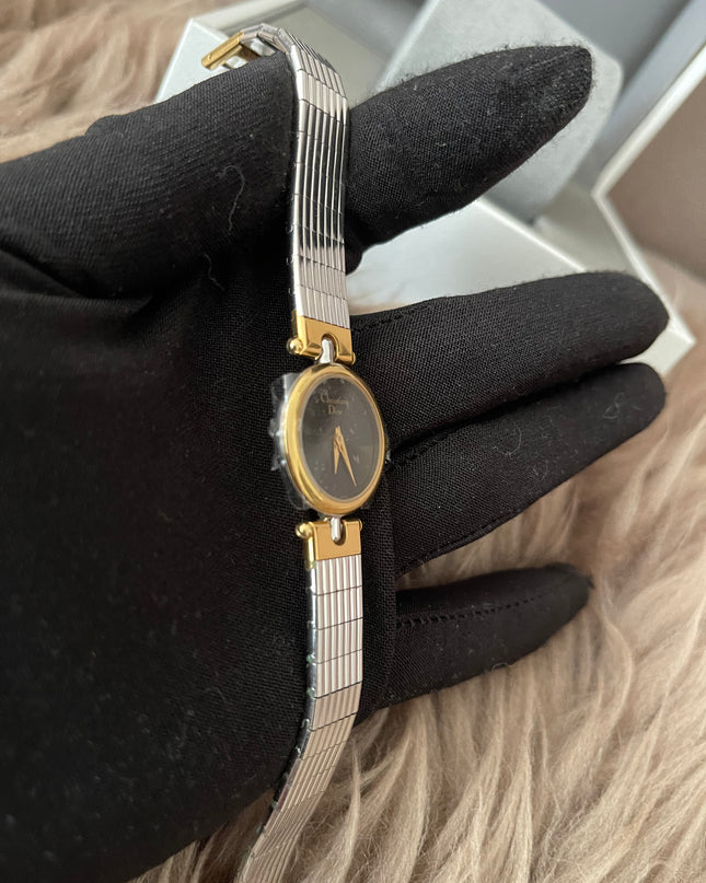 Preloved Authentic Christian Dior Two-Tone Black Dial Vintage Watch