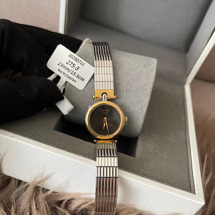 Preloved Authentic Christian Dior Two-Tone Black Dial Vintage Watch