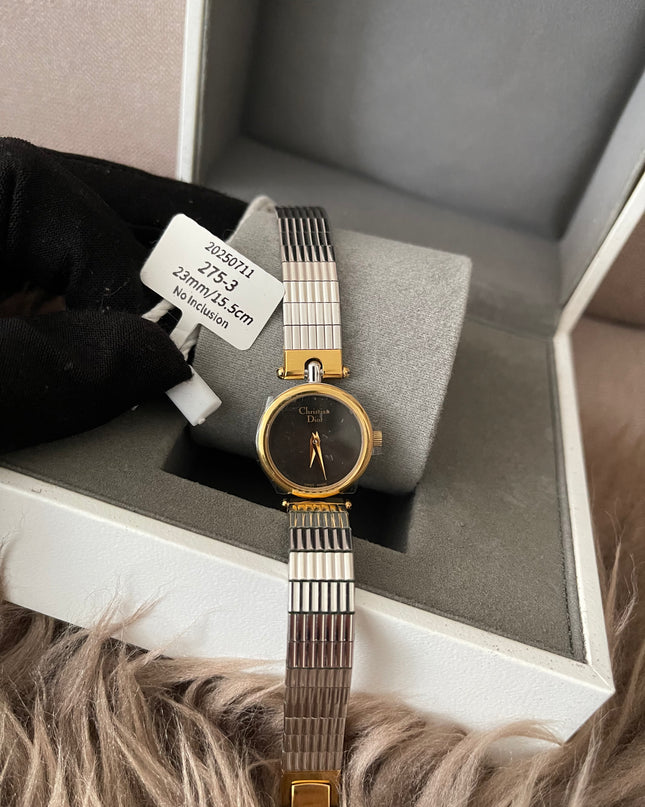 Preloved Authentic Christian Dior Two-Tone Black Dial Vintage Watch