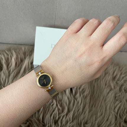 Preloved Authentic Christian Dior Two-Tone Black Dial Vintage Watch