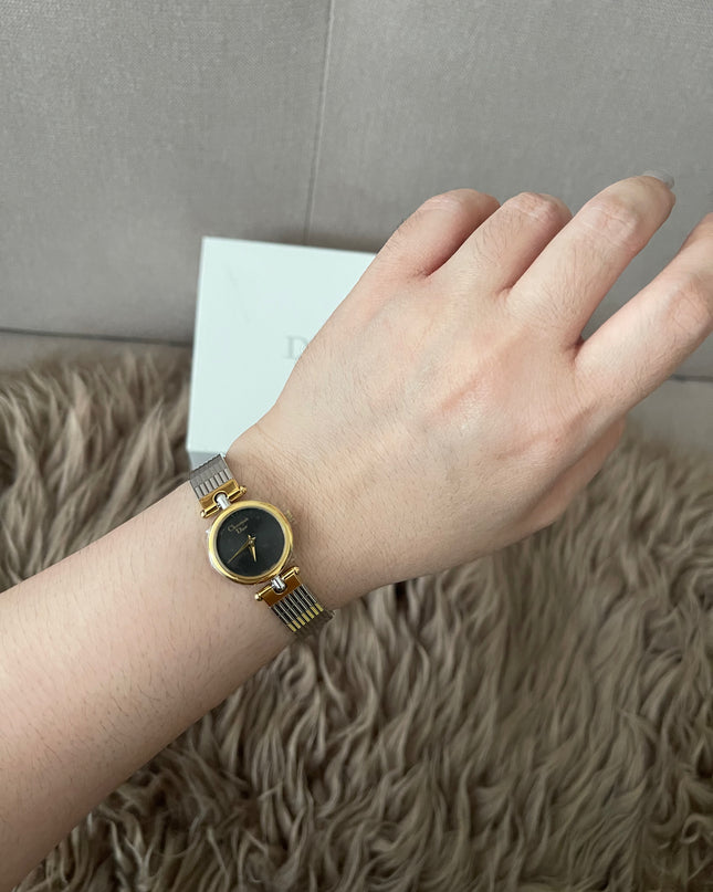Preloved Authentic Christian Dior Two-Tone Black Dial Vintage Watch