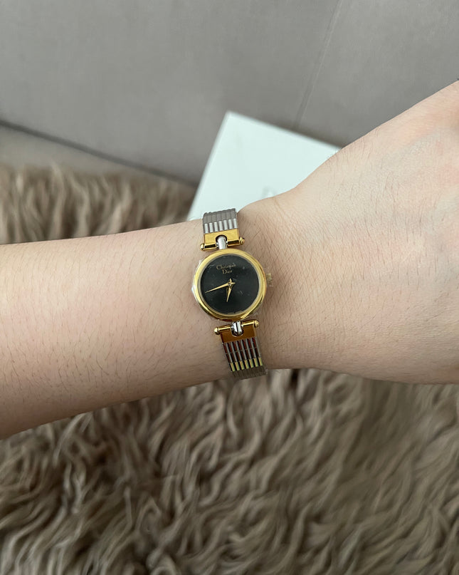 Preloved Authentic Christian Dior Two-Tone Black Dial Vintage Watch