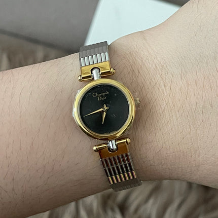 Preloved Authentic Christian Dior Two-Tone Black Dial Vintage Watch