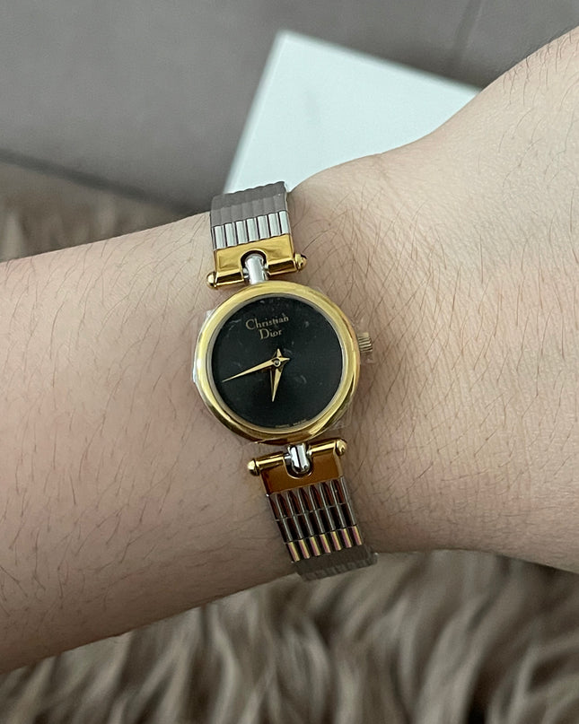 Preloved Authentic Christian Dior Two-Tone Black Dial Vintage Watch
