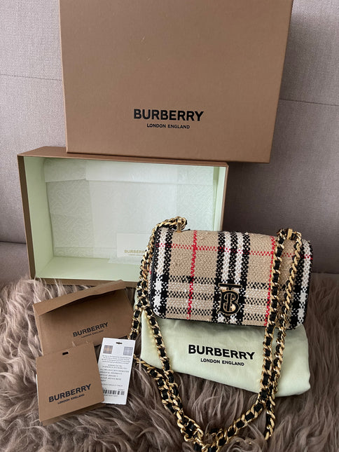 Preloved Authentic Burberry Lola Mini Crossbody Bag — Checked Canvas