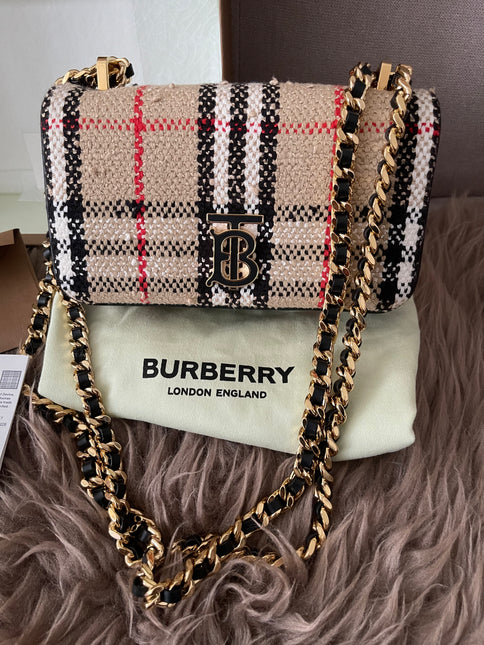 Preloved Authentic Burberry Lola Mini Crossbody Bag — Checked Canvas