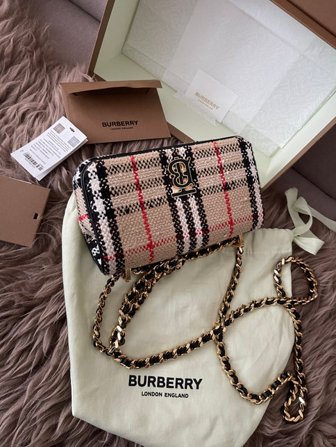 Preloved Authentic Burberry Lola Mini Crossbody Bag — Checked Canvas