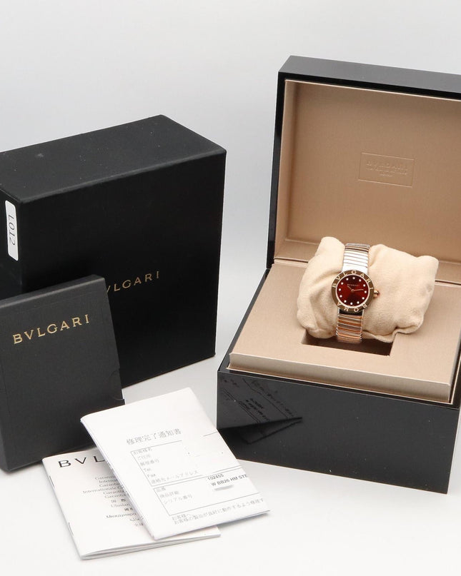 Preloved Authentic  BVLGARI BVLGARI Tubogas 12P Diamond Wristwatch in 18K Pink Gold (Pink Gold) and Stainless Steel with Diamonds, Gold-Tone BBLP262TSG