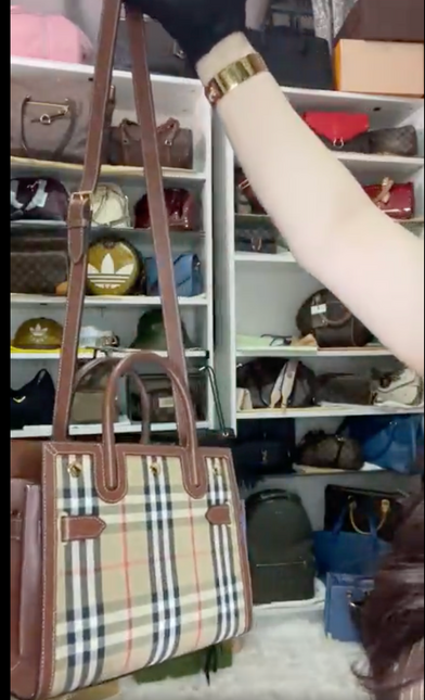 Preloved Authentic Burberry Mini Two-Handle Title Bag in Vintage Check & Leather