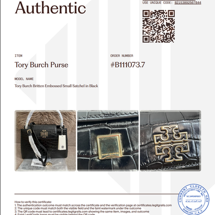 Preloved Authentic Tory Burch Britten Embossed Satchel in Black