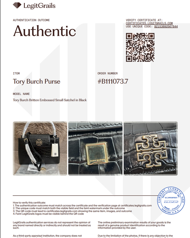 Preloved Authentic Tory Burch Britten Embossed Satchel in Black