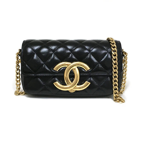 Preloved Authentic Rank SA Chanel Matelasse Phone Case AP3207 Smartphone Case Chain Shoulder Bag Pochette Lambskin with Box
