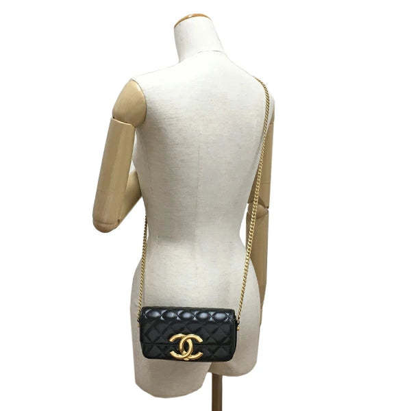 Preloved Authentic Rank SA Chanel Matelasse Phone Case AP3207 Smartphone Case Chain Shoulder Bag Pochette Lambskin with Box