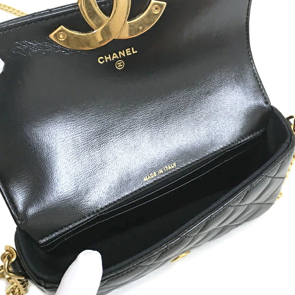 Preloved Authentic Rank SA Chanel Matelasse Phone Case AP3207 Smartphone Case Chain Shoulder Bag Pochette Lambskin with Box