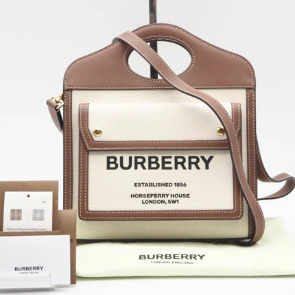 Preloved Authentic Rank A  BURBERRY Canvas and Leather Mini Pocket Bag