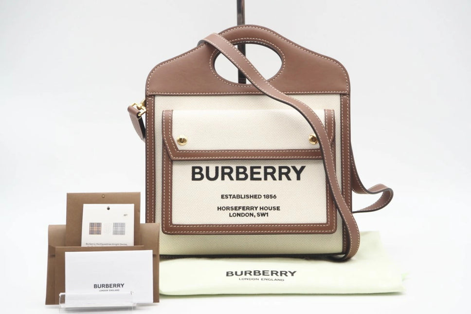Preloved Authentic Rank A  BURBERRY Canvas and Leather Mini Pocket Bag