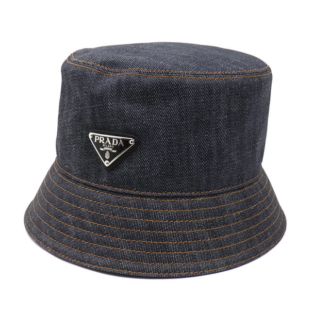 Preloved Authentic Prada Bucket Hat, Navy, Denim