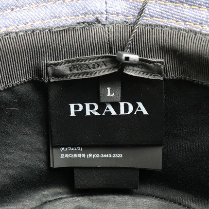 Preloved Authentic Prada Bucket Hat, Navy, Denim