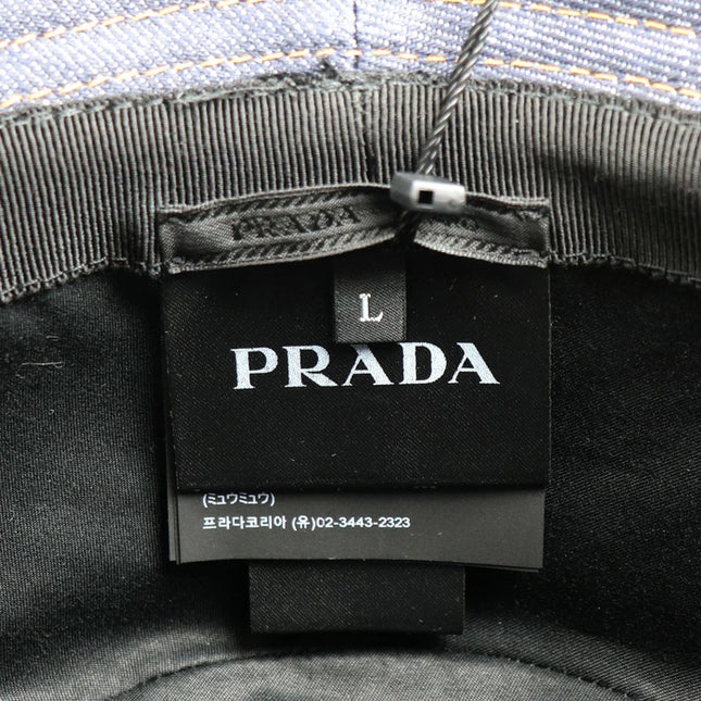 Preloved Authentic Prada Bucket Hat, Navy, Denim