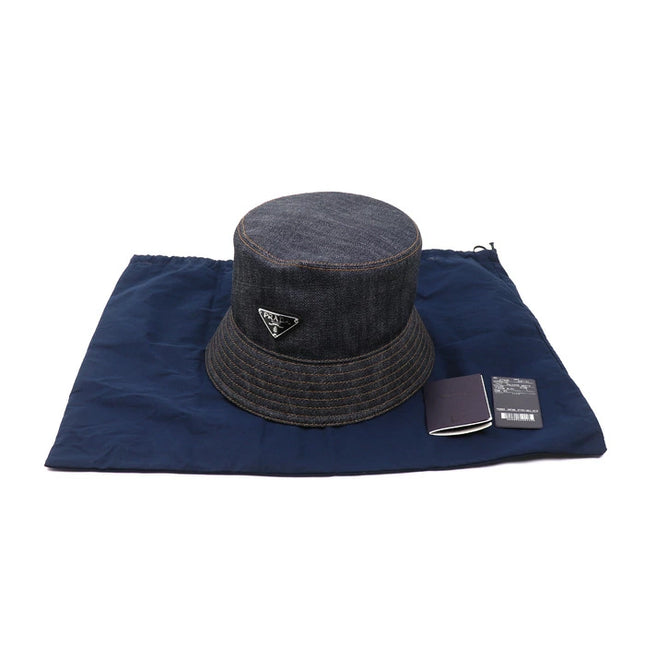 Preloved Authentic Prada Bucket Hat, Navy, Denim