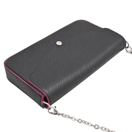 Preloved Authentic Louis Vuitton Felicie Pochette Epi Leather Black Fuchsia Silver Hardware