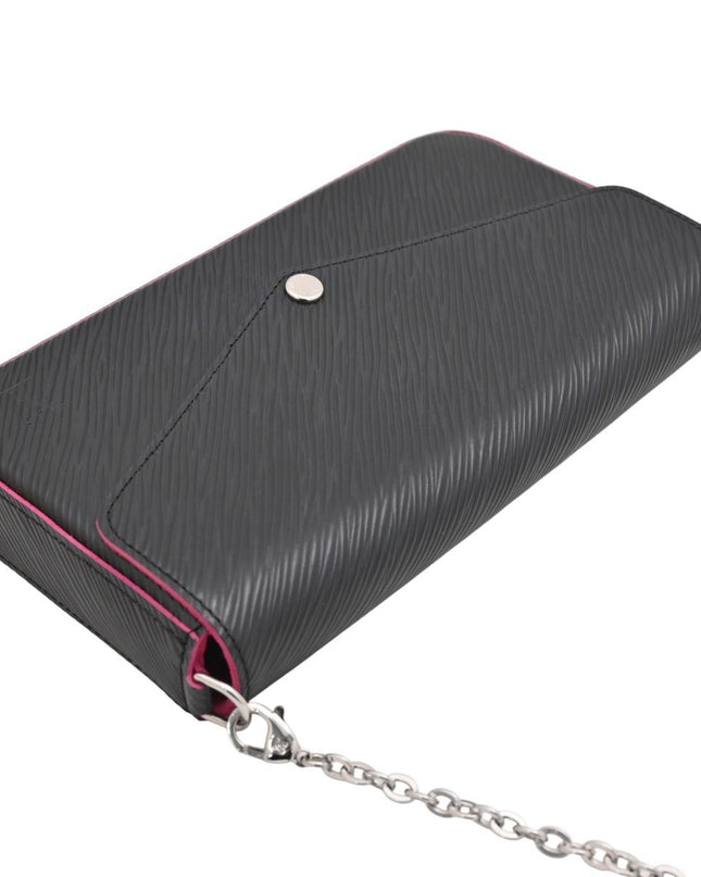Preloved Authentic Louis Vuitton Felicie Pochette Epi Leather Black Fuchsia Silver Hardware