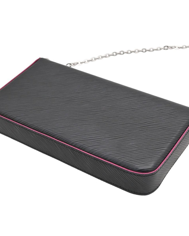 Preloved Authentic Louis Vuitton Felicie Pochette Epi Leather Black Fuchsia Silver Hardware