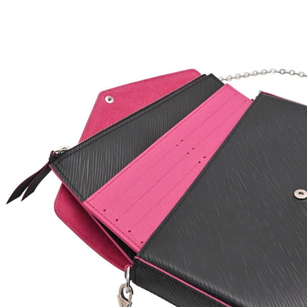 Preloved Authentic Louis Vuitton Felicie Pochette Epi Leather Black Fuchsia Silver Hardware