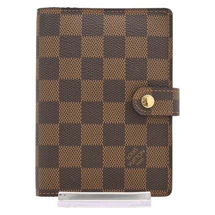 Preloved Authentic Louis Vuitton Small Ring Agenda Cover Damier Ebene Canvas Gold Hardware