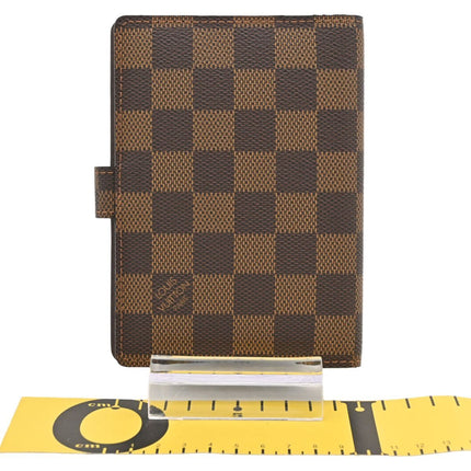 Preloved Authentic Louis Vuitton Small Ring Agenda Cover Damier Ebene Canvas Gold Hardware