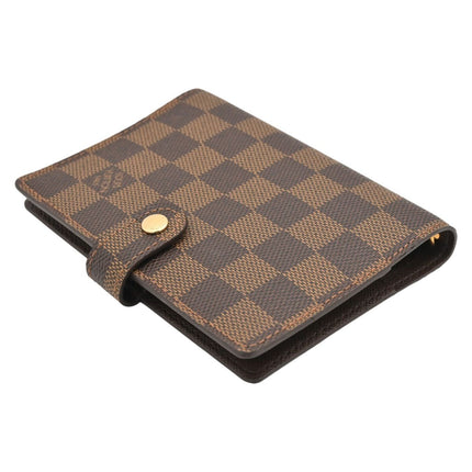 Preloved Authentic Louis Vuitton Small Ring Agenda Cover Damier Ebene Canvas Gold Hardware