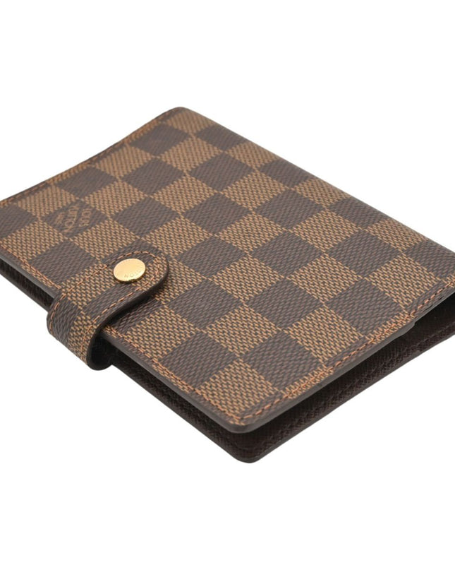 Preloved Authentic Louis Vuitton Small Ring Agenda Cover Damier Ebene Canvas Gold Hardware
