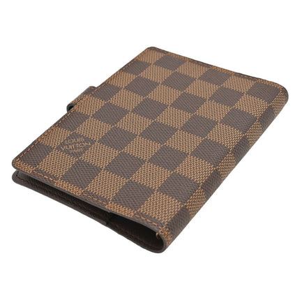 Preloved Authentic Louis Vuitton Small Ring Agenda Cover Damier Ebene Canvas Gold Hardware