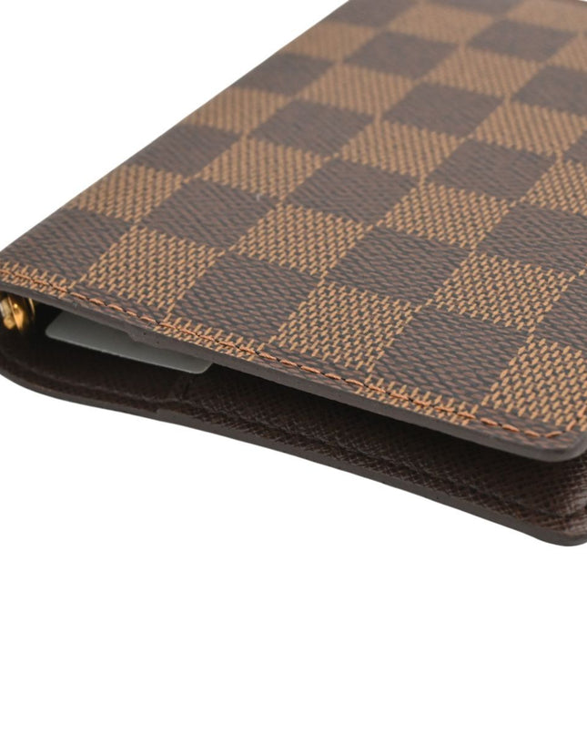 Preloved Authentic Louis Vuitton Small Ring Agenda Cover Damier Ebene Canvas Gold Hardware