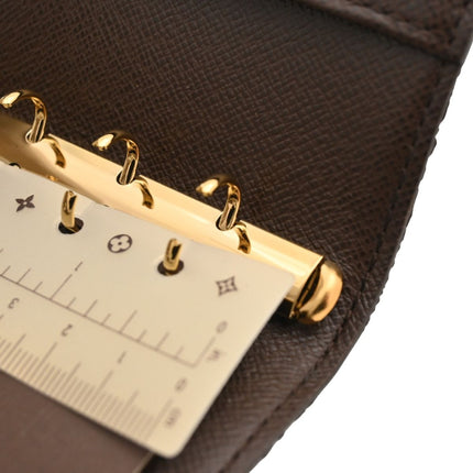 Preloved Authentic Louis Vuitton Small Ring Agenda Cover Damier Ebene Canvas Gold Hardware