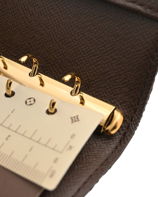 Preloved Authentic Louis Vuitton Small Ring Agenda Cover Damier Ebene Canvas Gold Hardware