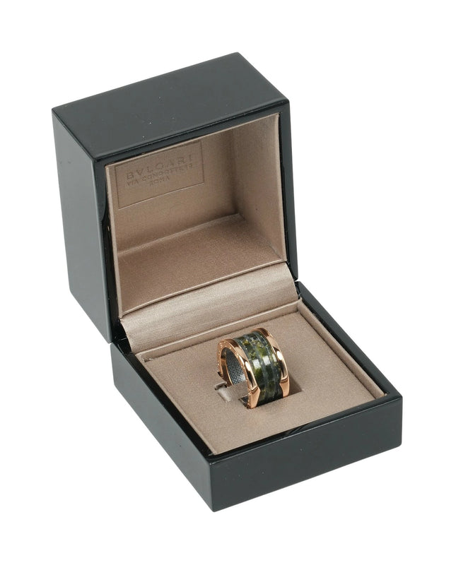Preloved Authentic BVLGARI B-zero1 4-Band Ring, Bowenite, Size 11.5, 18K Pink Gold, Approx. 6.5g